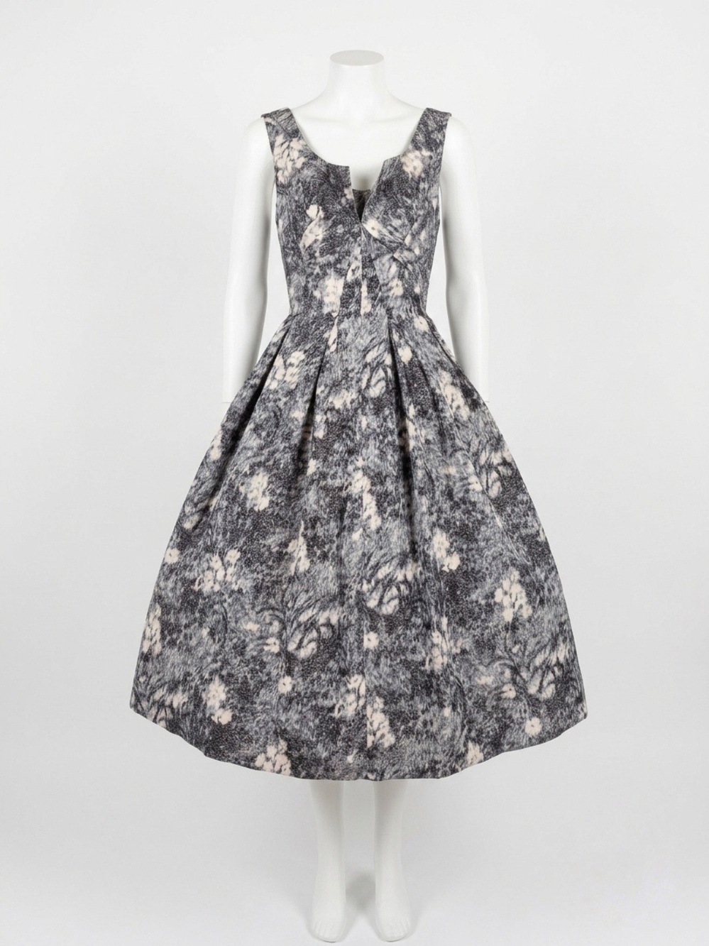 VTG 1950s Marcel Fenez Holt Renfrew Silk Boned Corset Cocktail Circle Dress